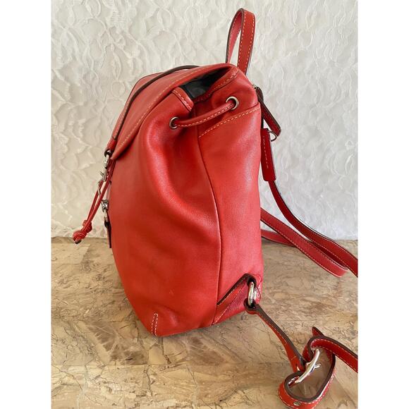 Rare Vtg Coach legacy leather drawstring backpack red 9368 - Picture 5 of 10